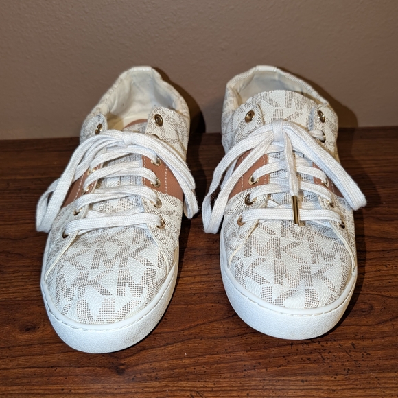 Michael Kors Women's Cream and Tan Sneakers - Picture 2 of 3
